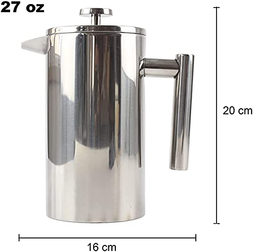 French Press Coffee Maker 16 Ounce Easy Clean Coffee Pot Milk Frother for  Coffee Home Travel
